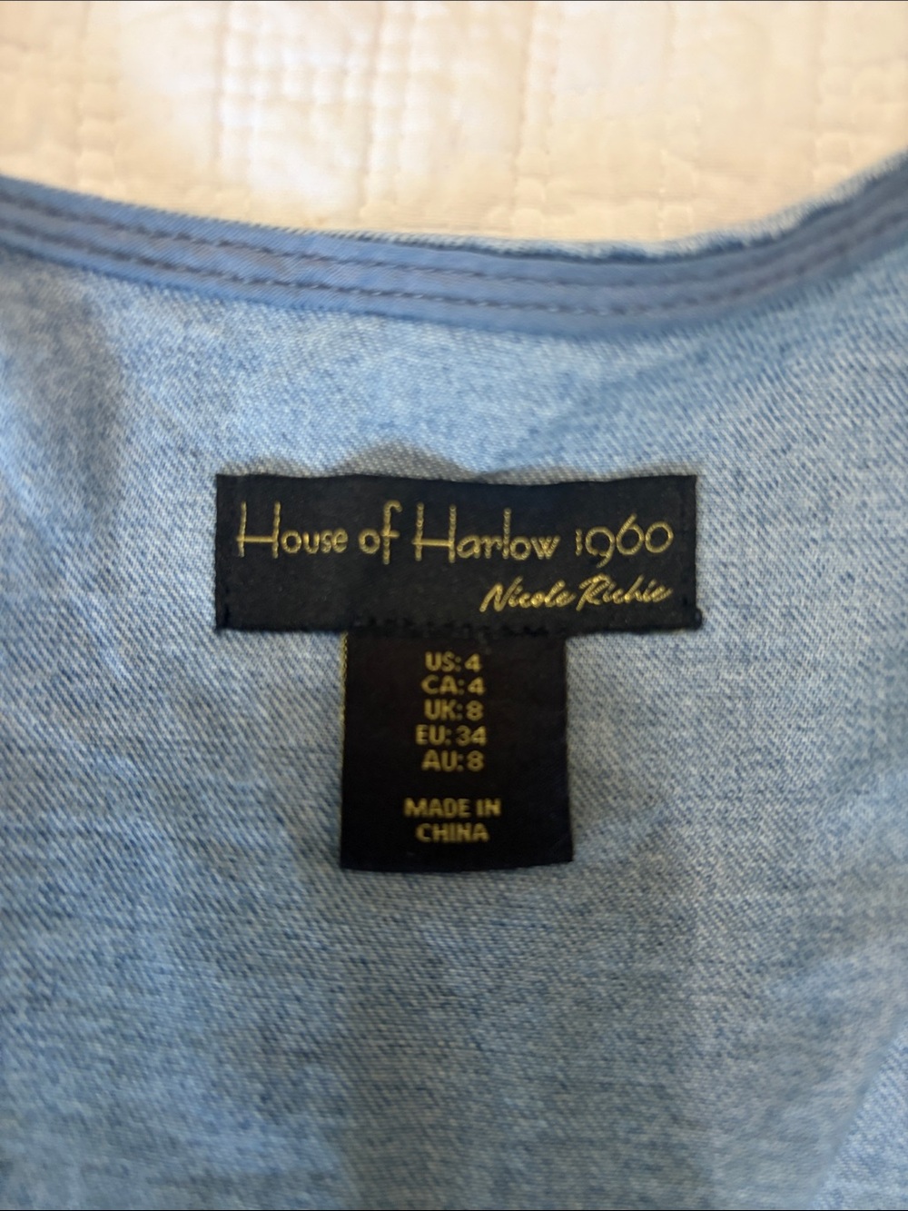 House of Harlow 1960 collarless denim vest size 4 - Picture 4 of 4